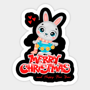 Cute Cartoon Rabbit Christmas T Shirt Sticker